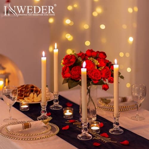 Inweder Bougeoirs en Verre pour Bougies Coniques: 2 Pcs Porte-Bougies Transparent en Vrac pour Centre de Table Bougeoir Vintage Chandelier Moderne pour Mariage, Noël ou Décoration de la Maison