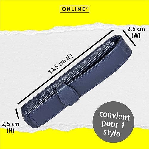ONLINE Étui En Cuir Pour Un Stylo │ Trousse Elégante Pour Toutes Les Marques │ Cuir Véritable, Porte-Stylo Noir │ Cadeau Pour Toute Occasion │ Dimensions : (Lxlxh) 14,5 X 2,5 X 2,5 Cm