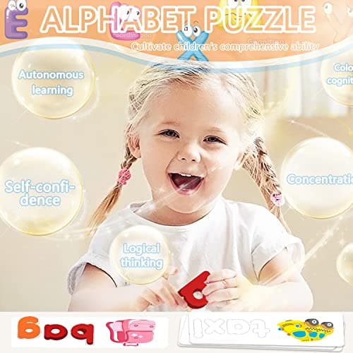 Puzzle Alphabet en Bois Enfant Jouet Bebe Montessori ABC Puzzles Chiffre Lettre Jeu pour Apprendre Lettres a Lire Jeux Educatif 3 4 5 6 Ans Tableau Apprentissage Lecture pour Bébé Garcon Fille