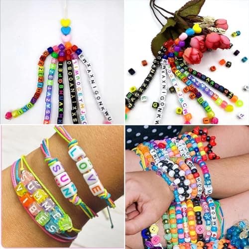 Letter Beads Set - Perles & Perles Lettres - 2400 Pièces A-Z Acrylic Cube Alphabet Letter Spacer Perles avec Perles d’Argile pour Bracelets, Colliers, Bijoux ou Autres Métiers