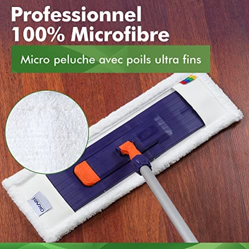 Okaei - Housse de serpillière 2 Piece (40 CM) - Housse en 100% Microfibre Premium Blanc - Optimale pour Le Nettoyage en Profondeur des sols Lisses et légèrement irréguliers