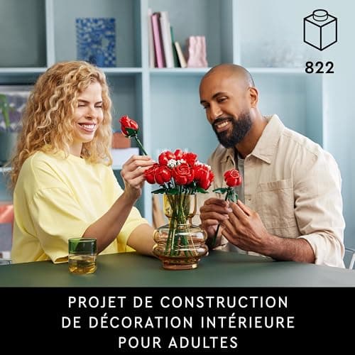 LEGO Icons Botanical Collection Le Bouquet de Roses, Fleurs Artificielles pour Décorer la Chambre, Cadeau d'anniversaire pour Adultes passionnés de Plantes 10328