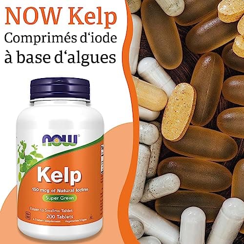 Now Foods, Kelp (Varech), 150 mcg, 200 Comprimés, Testé en Laboratoire, Iode Naturel, Sans Soja, Sans Gluten, Végétarien