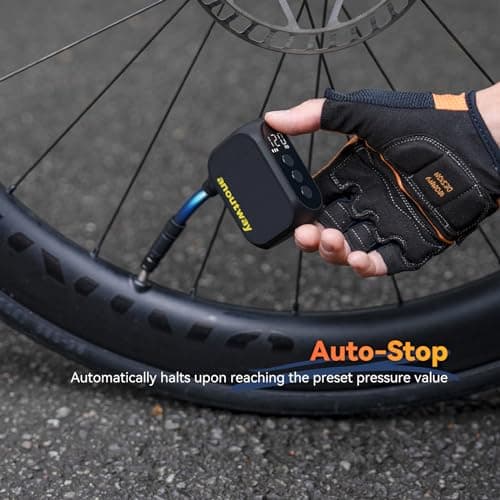 anoutway Mini Pompe à vélo, Pompe à vélo avec manomètre numérique, Pompe à air électrique pour vélo, arrêt Automatique pour VTT, vélo de Route AT1 Pro