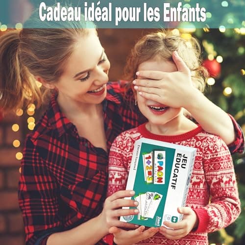 Jeu Éducatif d'Orthographe Française, Jouet Montessori à Partir de 3 4 5 6 7 8 Ans avec 32 Double-Face Cartes Flash Jeux d'apprentissage des Lettres Cadeau pour Fille Garçon à Partir de 3 à 6 Ans