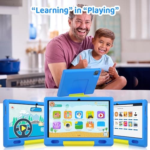 Wqplo Tablette pour Enfants 10 Pouces Android 8+64 Go 5000mAh Bluetooth IPS HD 1280 * 800 Affichage Contrôle Parental (Bleu)