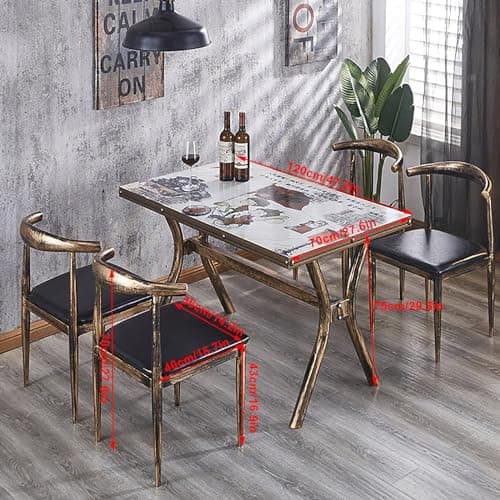 Ensemble table de salle à manger et 4 chaises de style rétro – Parfait pour salon, café, décoration de salle à manger