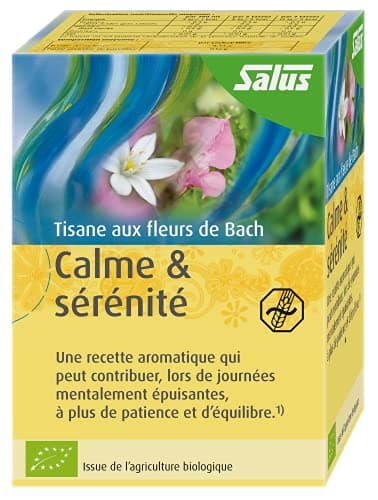 Salus Tisane Calme & Sérénité aux Fleurs de Bach AB - À Base de Mélisse, de Passiflore et d'Élixirs Floraux - Relaxation, Détente - 15 Sachets