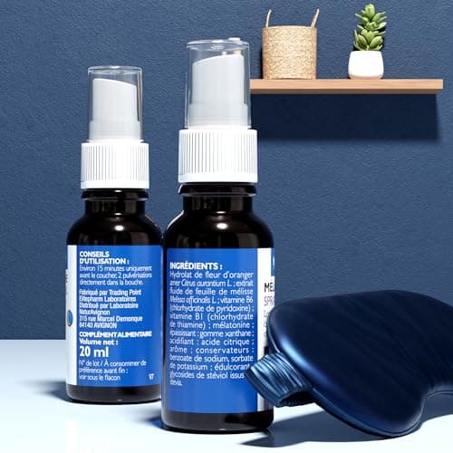 Laboratoire NaturAvignon | Mélatonine 1mg | Sommeil Rapide & Réparateur | Plantes & Vitamines B | Parfum Fleur d'Oranger | Fabriqué en France | Spray buccal 20ml
