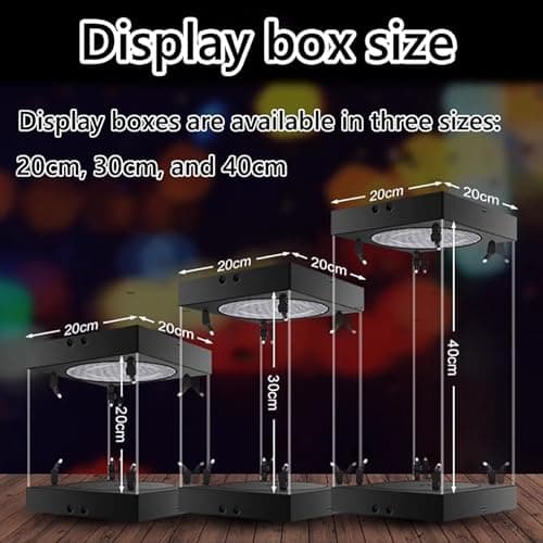 Dtyubfg Vitrine Acrylique avec Base Noire, - avec Plateau Tournant Lumières LED - Assembler la boîte à poussière de la boîte Acrylique de comptoir pour l'action Figurines Jouets, Collectibles -30 cm