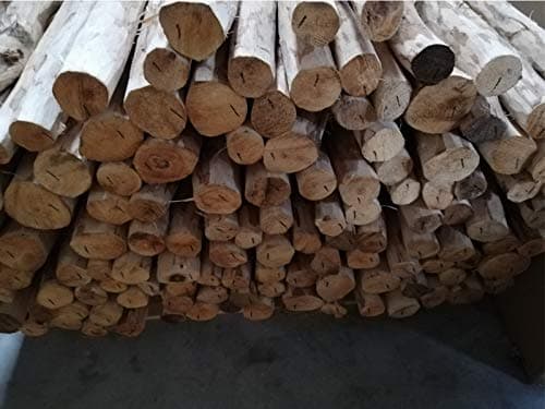 Poteau de clôture, naturel - Clôture aiguisé, poteau de clôture en bois, poteau rond, bois de noisette, en option pour votre clôture de piquetage clôture de ferme clôture de jardin (3 pièces H 100cm)
