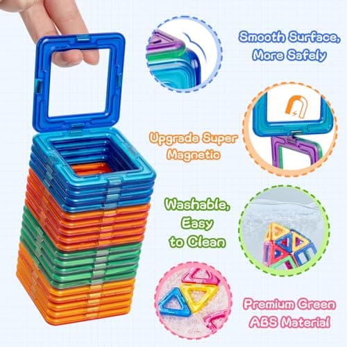 aaczly Construction Magnetique Enfant 74 Pièces Blocs de Construction Magnétiques Enfants Educatif Jeux Cadeaux pour Enfants à Partir de 3 4 5 6 7 an