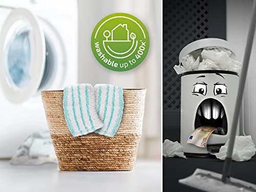 Leifheit Lot de 2 housses Profi XL micro duo, housse de rechange en microfibres pour balai à plat Profi XL, housse pour balai nettoyante et absorbante, pour tous types de sol