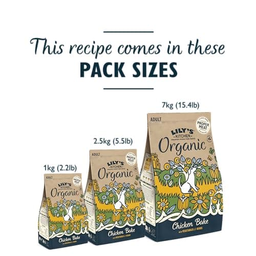 Lily’s Kitchen Fabriqué à partir d’ingrédients naturels Aliments secs pour chiens adultes Poulet bio cuit au four Nutrition équilibrée 7kg
