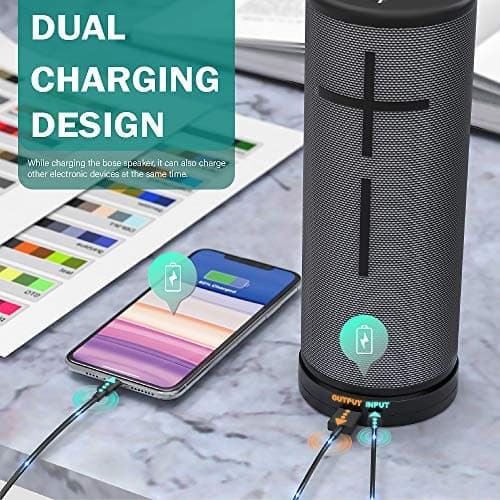 TUSITA Power Up Socle de Chargement Compatible avec Ultimate Ears Boom 3, Megaboom 3, Blast, Megablast - USB Câble Chargeur Station de Charge pour Démarrage - Accessoires pour Enceintes Bluetooth
