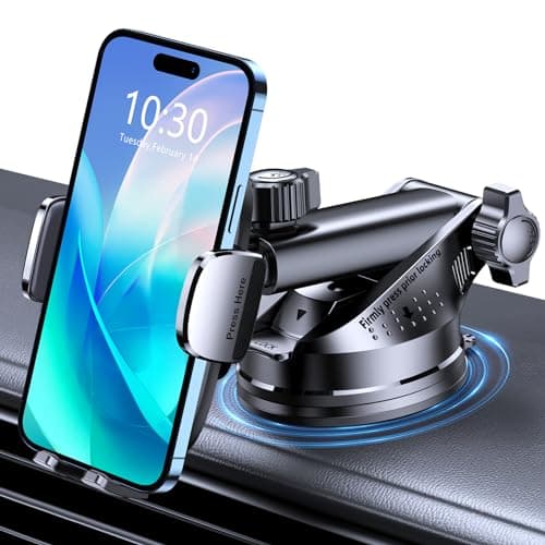 Mohard Support Telephone Voiture, [Jamais de Chute] Ultra Robuste Pied Telephone Voiture Orientable à 360°, Attache Téléphone Voiture Ventouse Compatible avec iPhone 17/16/15 & Autres 4-7" Smartphones