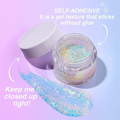 Gel Paillettes Corps, MKNZOME 4 pièces Paillette Visage Festival Maquillage Paillette Visage Gel Paillette Cheveux Glitter Makeup Colle gel Scintillant à Paillettes Longue Durée pour Fête Noël Pâques