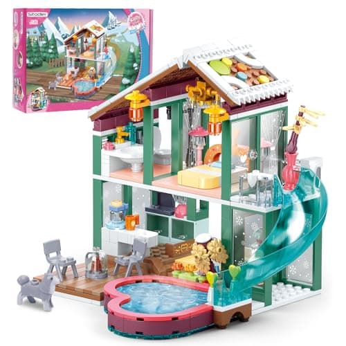 Sitodier Blocs de Construction Jouet- 439pcs Source Chaude Maison de Vacances Jouet de Construction pour Enfants 6-12, Kit de Briques de Construction pour Enfants 6 7 8 9 10 11 12