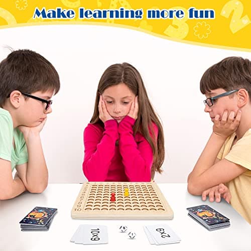 Tableau de Multiplication, Montessori Jeux de Plateau de Multiplication en Bois, Jouets éducatifs préscolaire pour Enfants de 3 4 5+ Ans Apprendre à Compter, Chiffres, Motrices