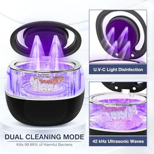 Aoskie Nettoyeur Ultrasons 42kHz/30W pour Prothèses Dentaires, Aligneurs, Protège-dents, Bijoux, Tête de Brosse à Dents, 180ML Ultrasonic Cleaner pour Appareils Dentaires à Domicile ou en Voyage