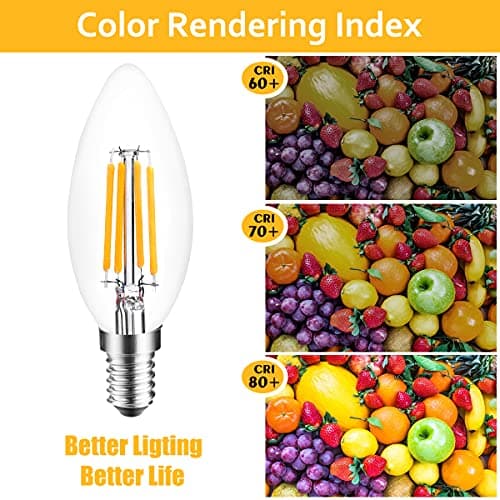Ampoule LED E14 Dimmable, 4W Ampoule Filament Bougie E14 équivalent Incandescente 40W, Blanc Chaud 2700K, 400LM Ampoules Filament Vintage LED Dimmables, Lot de 6