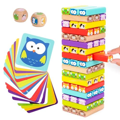 Nene Toys Tour 4 en 1 en Bois avec des Couleurs et Animaux - Jeu de Société Educatif pour Garçons et Filles De 3 à 9 Ans - Idéal comme Cadeau à Partager Entre Parents et Enfants