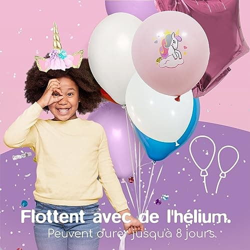 envami® Licorne Decoration Anniversaire 10 ans - Kit Anniversaire Fille Licorne, Ballon Anniversaire Fille 10 ans - Deco Anniversaire Fille 10 ans - Ballon Anniversaire 10 ans Fille, Ballon Décoration