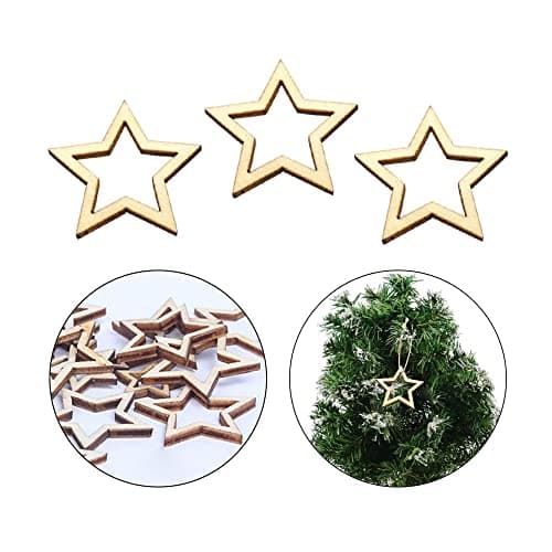 Gativs Étoiles en Bois 100 Pièces D'étoile Bois Embellissement Forme Étoile en Bois Creusé en Bois Etoiles Bois en Forme D'étoile Etoiles Artisanat Ornement 3cm Étoiles en Bois Embellissements