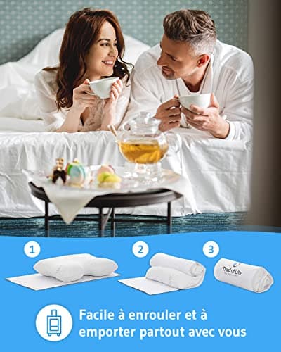 Coussin à Mémoire de Forme GIANFAR | Oreiller Cervical Orthopédique et Ergonomique | Mousse Viscoélastique | Idéal pour Dormir sur Le Côté | Taie avec Thermorégulation | 60x40x12/10cm