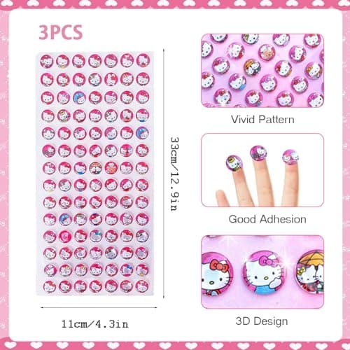 3 Autocollants pour Enfants, Hello Kittyy 3D Crystal Sticker, Autocollants Strass, Cadeau D'anniversaire pour Enfants Bricolage, Récompense de la Journée des Enfants