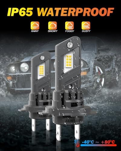 Ampoule H7 LED Voiture 80W 16000LM 6500K Blanc Froid, 500% de Luminosité, LED Phare Kit Lampes Remplacement pour Halogènes, 1:1 Taille, Plug and Play, Aucun Adaptateur Requis (2 Lampes)