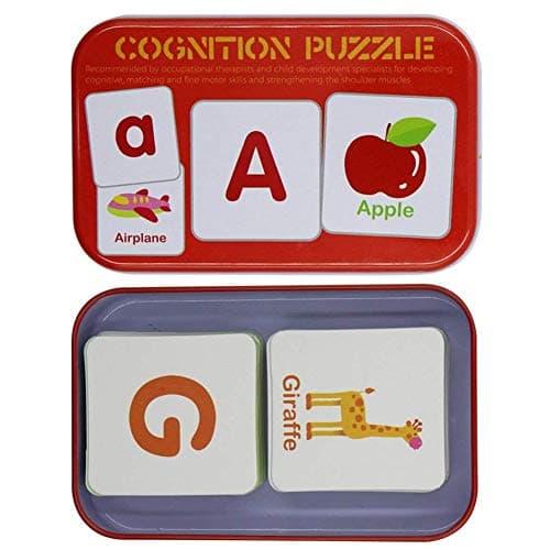 NATHA Cartes Flash Cartes d'apprentissage de Puzzle Alphabet, Matching Puzzle Apprentissage precoce d'apprentissage cognitif Boite de Rangement mentale Alphabet