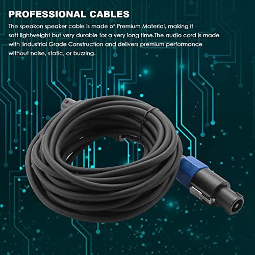 Giyofom Paquet de 2 Câbles Mâles Speakon de 25 Pieds Vers Speakon, de Câble de Haut-Parleur DJ de Calibre 12 AWG Professionnel avec de Verrouillage