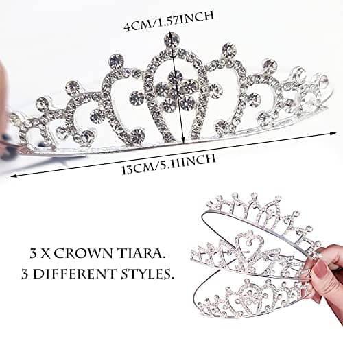 Ropniik 3 Pièces Fille Princesse Cristal Diadème Couronne Cristal Diadème Couronne Diadème Strass Cheveux Accessoires Pour Fête De Mariage Cristal Princesse Couronne Diadème Vêtements Accessoires