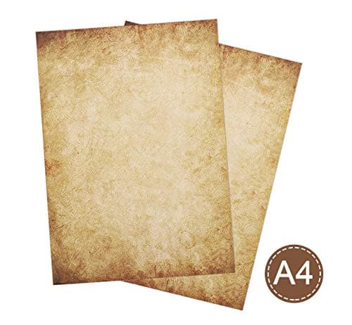 60 Feuilles papier à lettres vintage, Papier à motif vieux papier DIN A4 100 g/m2 imprimé Recto-Verso