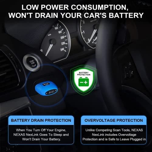 Nexlink OBD2 Bluetooth 5.0 pour Voiture et Moto OBD2 Appareil de Diagnostic Bluetooth OBD2 Adaptateur Bluetooth pour iOS et Android