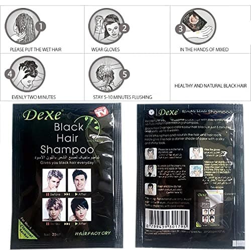 YUOLITA 10 PCS Shampooing Cheveux Noirs pour Hommes Femmes, Teinture Instantanée Cheveux Shampoing aux Ingrédients Naturels Dure 30 Jours Shampooing Teinture Cheveux