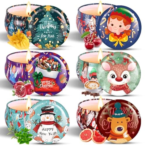 NCKIHRKK Coffret Cadeau Bougies Parfumées de Noël, 6 pcs. Idee Cadeau Femme, Naturel Cire de Soja Bougie Décoration Noel, Bougie Aromathérapie Cadeau Femme Maman Petite Amie Collègue Invité