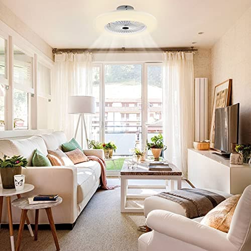 Jopassy Ventilateur de plafond, éclairage 80W, lampadaire LED Ø55cm Lustrateur, avec ventilateur et télécommande, température 3 vitesses et 3 couleurs