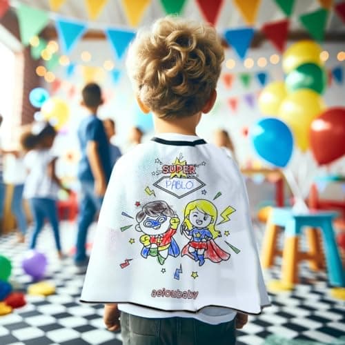 PACK SUPER-HÉROS À COLORIER Ensemble de 10 Sacs Individuels avec Cape, Masque, Bracelet, 5 Crayons et Ballon | Kit de Coloriage Non-Tissé pour Enfants | Cadeau d'Anniversaire et Fêtes Infantiles