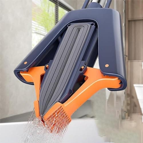 Balai éponge Absorbant, Balai Lave Sol avec 2 éponge PVA absorbante et Réutilisables, Serpillière éponge avec Manche télescopique 110cm, Vadrouille éponge pour Nettoyage de Sol