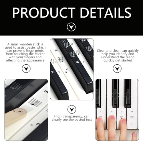Mewflew Autocollants Transparents Pour Clavier De Piano Pour 36, 54, 61, 76, 88 Touches - Guide De Notation Musicale, Aide à Apprendre Les Positions & Gammes - IdéAl Pour Les DéButants