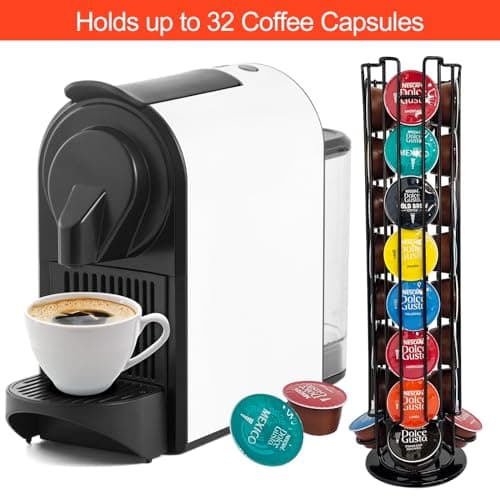 Lectorias Supports pour 32 Capsules de Café , Porte Rangement pour Dolce Gusto Capsules de Café, Distributeur de Capsules, 360 Degrés Rotable Range Coffee Capsule Stands, Support de Rangement Dosette