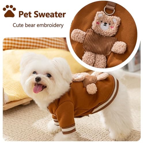 Galatée Pull pour Chien, Vêtements pour Chien avec Anneau en D, Manteau De Veste De Pull Chaud d'hiver pour Chien, Pull pour Petit Chien, Sweat-Shirt Doux pour Petits Chiens Et Chats(M, Bleu)