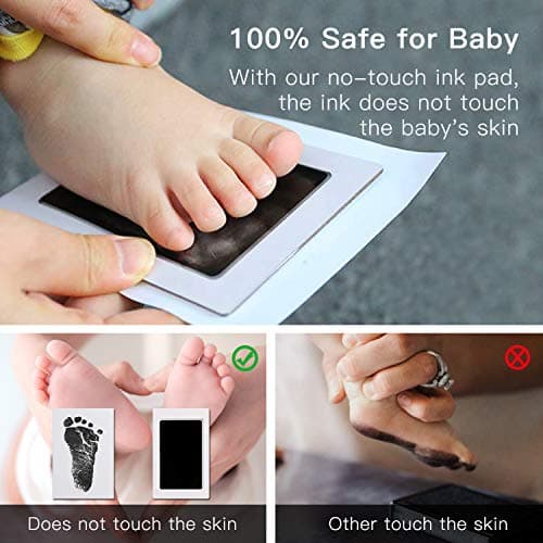 PewinGo Cadre Empreintes Bébé Encre avec Tampon Encreur, Kit Pieds et Mains Pour Nouveau-né Bébé