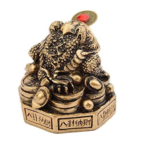 lachineuse - Crapeau de Fortune Feng Shui - Crapeau à 3 Pattes - 4,5 x 4,5 x 4,5 cm - Décoration Japonaise Asiatique - Objet Déco Salon, Bureau - Idée Cadeau Asie - Figurine Grenouille Porte-Bonheur