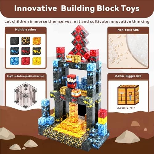 70 Pcs Blocs de Construction magnétiques - Carrelage magnétique - Jouet d'extérieur pour garçons et Filles à partir de 3 Ans