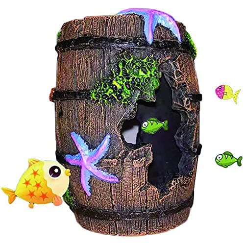 Décorations d'Aquarium, 2 Pièces Aquarium Ornement Résine, Ornements Baril Cassé, RéSine DéCoration Fish Tank, Grotte Aquarium Decoration Cave Artificielles, pour Décorations Aquarium ou Maison