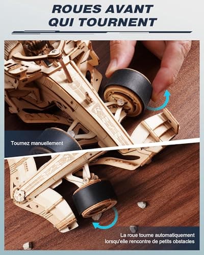Robotime Maquette en Bois à Construire Puzzle 3D Adulte Voiture de Course Racing Car, 5H Montage, Cadeaux Adolescents Enfants, Moteur Mécanique Rugissant, 8-10M en Avant, LK505