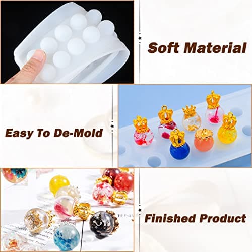 FineInno Moule en Résine Boule, Moule Silicone Sphère Resin Mold, Mould Epoxy de Cristal Ball pour la Fabrication de Bijoux, DIY Pendentif Bracelet Colliers